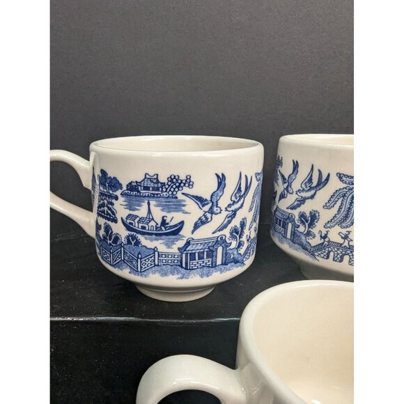 Churchill Blue Willow China Teacup 6 Oz Made in Cambodia Lot of 3 - Picture 5 of 9